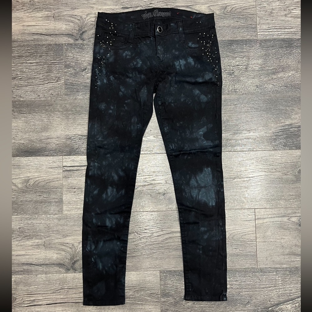 🔥Wallflower Embellished Dark Tie Dye Skinny Jeans 11